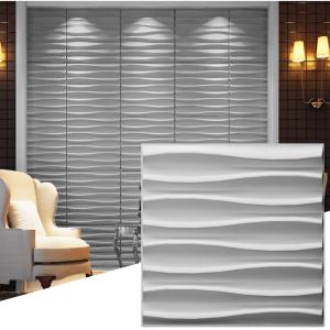 imageArt3d 32 Sq Ft Decorative 3D Wall Panels for TV Background Plant FiberLines White