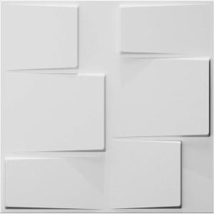 imageArt3d 32 Sq Ft Decorative 3D Wall Panels for TV Background Plant FiberSquare White