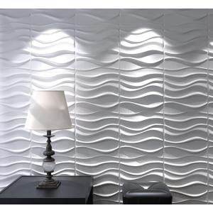 imageArt3d 32 Sq Ft Decorative 3D Wall Panels for TV Background Plant FiberWavyWhite