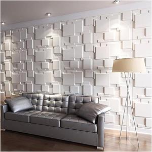 imageArt3d 32 Sq Ft Decorative 3D Wall Panels for TV Background Plant FiberWhite Matt Brick