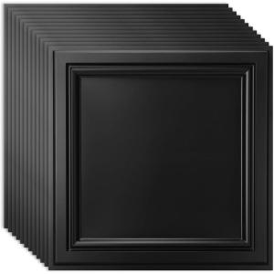 imageArt3d 3D Leather Tiles Decoartive 3D Wall Panels Black Wave 236quot x 236quot 6 PackMatte Black