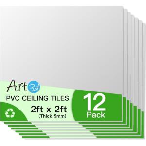 imageArt3d 3D Leather Tiles Decoartive 3D Wall Panels Black Wave 236quot x 236quot 6 PackWhite