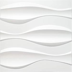 imageArt3d PVC 3D Panel for Interior Wall Decor Wavy Textured Tile 12Pack 197 x 197in WhiteBig Wave