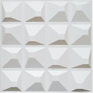 imageArt3d PVC 3D Panel for Interior Wall Decor Wavy Textured Tile 12Pack 197 x 197in WhiteCubic