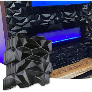 imageArt3d PVC 3D Panel for Interior Wall Decor Wavy Textured Tile 12Pack 197 x 197in WhiteDiamond Black