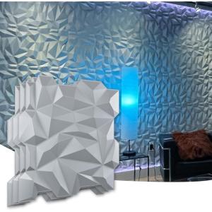 imageArt3d PVC 3D Panel for Interior Wall Decor Wavy Textured Tile 12Pack 197 x 197in WhiteDiamond Gray