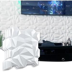 imageArt3d PVC 3D Panel for Interior Wall Decor Wavy Textured Tile 12Pack 197 x 197in WhiteDiamond White