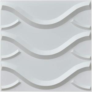 imageArt3d PVC 3D Panel for Interior Wall Decor Wavy Textured Tile 12Pack 197 x 197in WhiteGray
