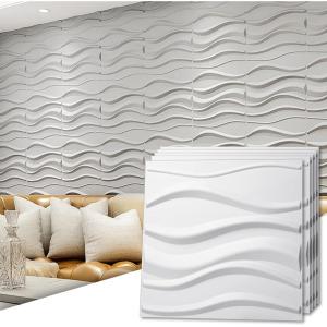 imageArt3d PVC 3D Panel for Interior Wall Decor Wavy Textured Tile 12Pack 197 x 197in WhiteWave 3White