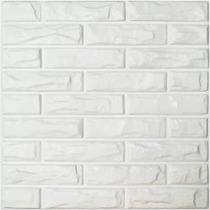 imageArt3d PVC 3D Panel for Interior Wall Decor Wavy Textured Tile 12Pack 197 x 197in WhiteWhite Brick