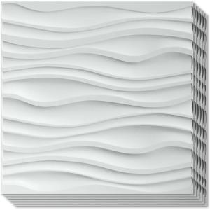 imageArt3d PVC Wave Board Textured 3D Wall Panels White 197quot x 197quot 12 PackMatt White