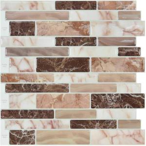imageArt3d Peel and Stick Brick Kitchen Backsplash SelfAdhesive Wall Tile Stone Design 10 Sheets Blue Marble 30  30cm A17020P10Brown Marble