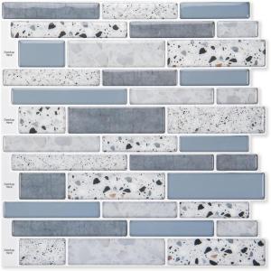 imageArt3d Peel and Stick Brick Kitchen Backsplash SelfAdhesive Wall Tile Stone Design 10 Sheets Blue Marble 30  30cm A17020P10Marble