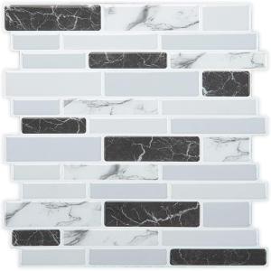 imageArt3d Peel and Stick Wall Tile for Kitchen Backsplash 12quotx12quot 10 TilesGray Marble Thickened