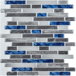 imageArt3d Self Adhesive Wall Tile 118 x 118inches10 Tiles Peel and Stick Backsplash for Kitchen BathroomBlue Marlbe
