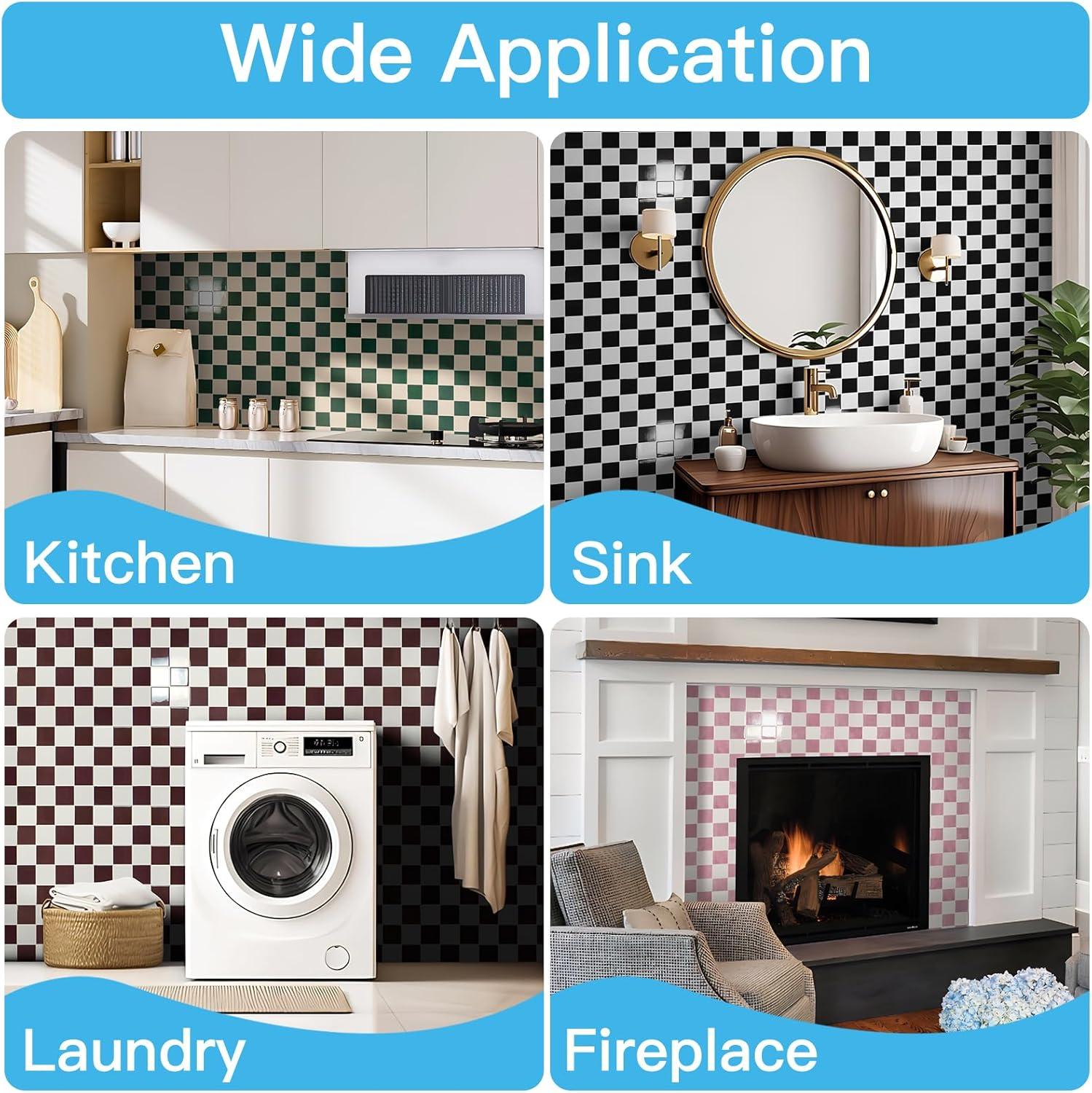 imageArt3d 10Pack HeavyDuty Peel and Stick Backsplash 12x12 Inch SelfAdhesive Wall Tile Stick on Kitchen Countertop Beige and WhiteDarkgreen and Warm White