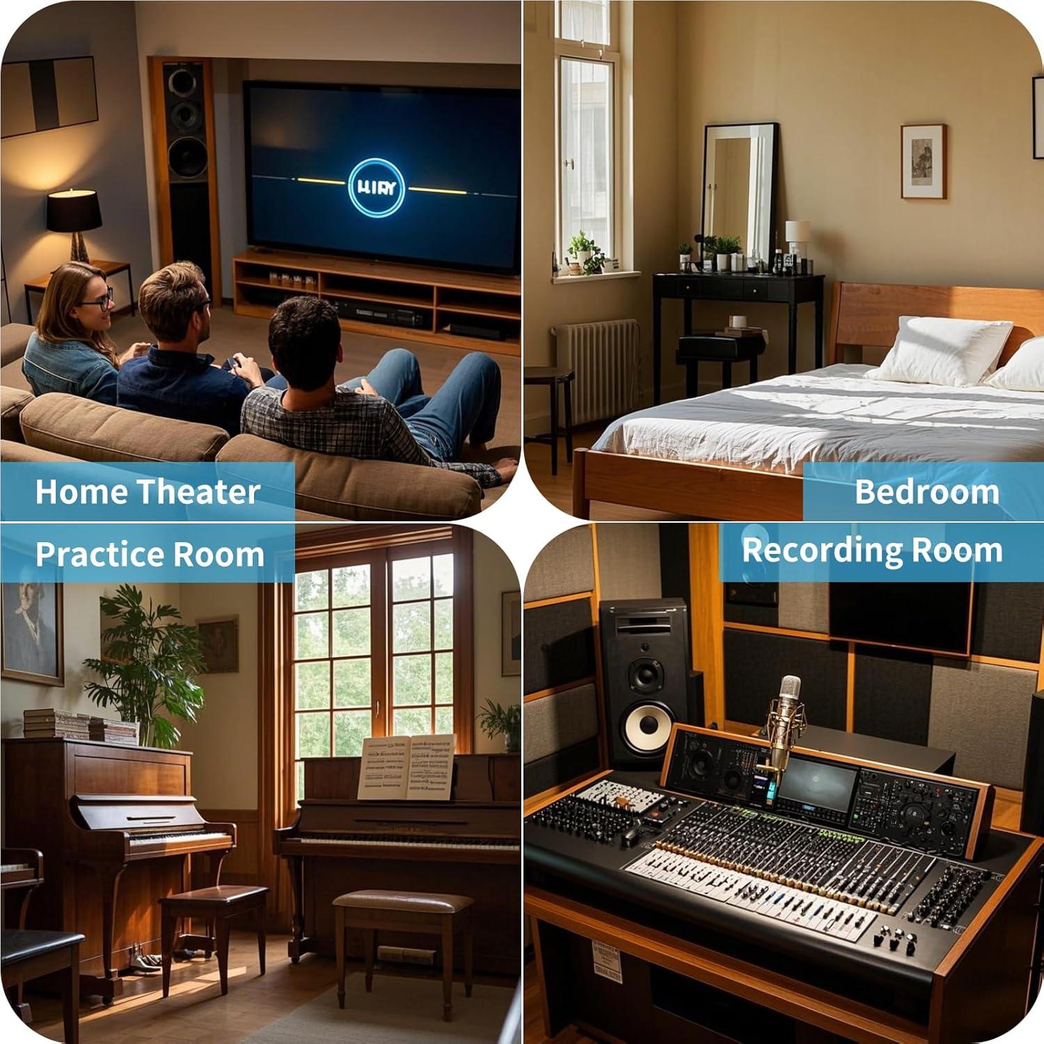 imageArt3d 10Pack Peel and Stick Acoustic Panels with Acrylic Tape  12 x 48 inches Self Adhesive Sound Absorbing Polyester Wall Panels for Home Office Studio BlackBlackpolyester