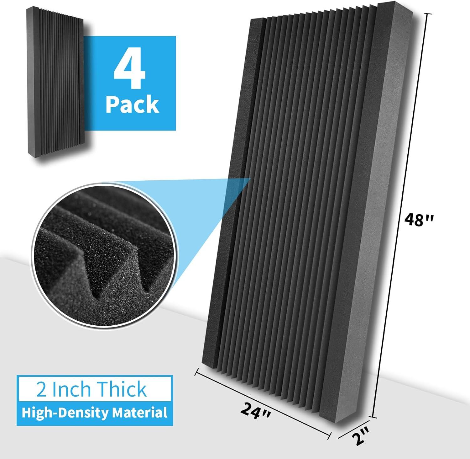 imageArt3d 10Pack Peel and Stick Acoustic Panels with Acrylic Tape  12 x 48 inches Self Adhesive Sound Absorbing Polyester Wall Panels for Home Office Studio BlackBlackfoam