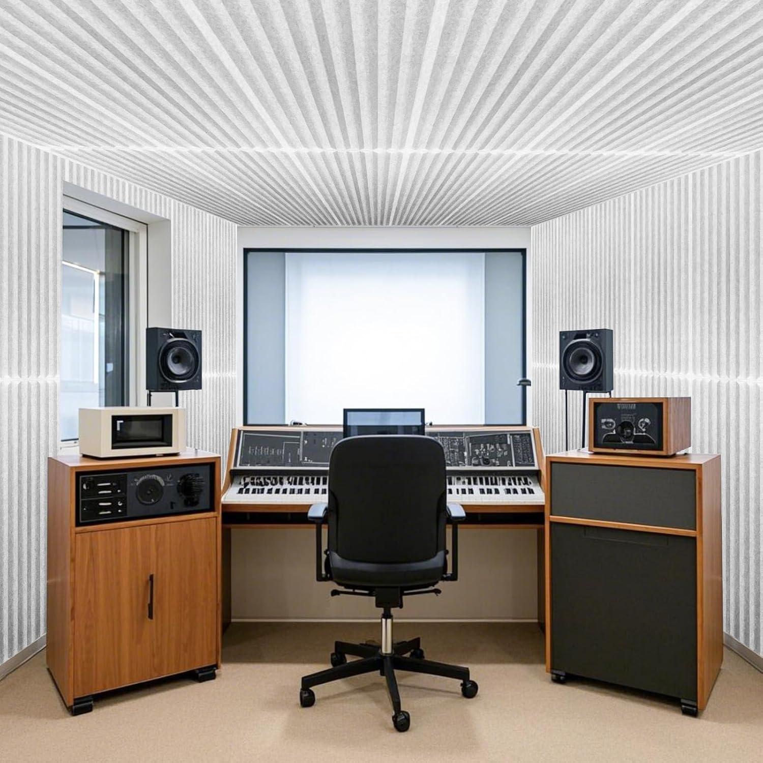 imageArt3d 10Pack Peel and Stick Acoustic Panels with Acrylic Tape  12 x 48 inches Self Adhesive Sound Absorbing Polyester Wall Panels for Home Office Studio BlackWhitepolyester