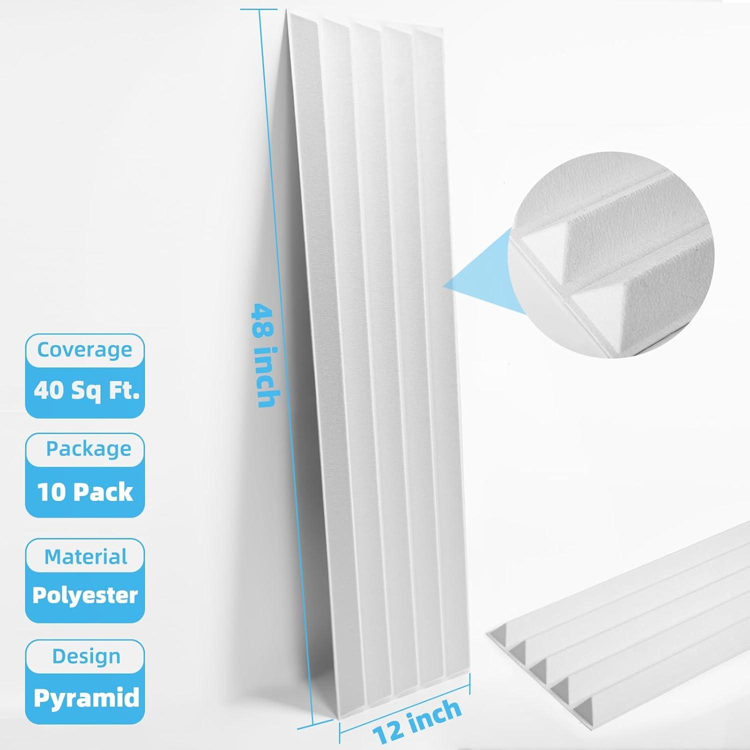 imageArt3d 10Pack Peel and Stick Acoustic Panels with Acrylic Tape  12 x 48 inches Self Adhesive Sound Absorbing Polyester Wall Panels for Home Office Studio BlackWhitepolyester