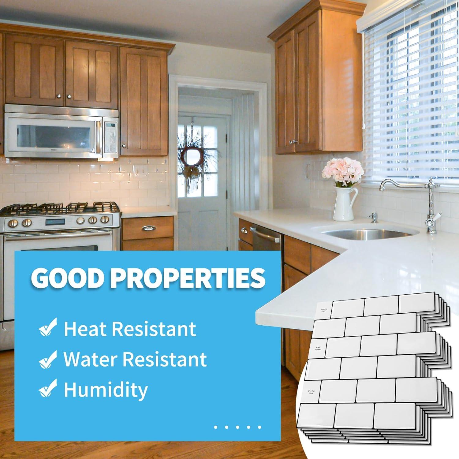 imageArt3d 10Sheet Backsplash Tile for Kitchen Peel and Stick 12quotx12quot Stick on Subway Tiles for Kitchen Bathroom Back Splashes WhiteBlack GroutWhiteblack Grout