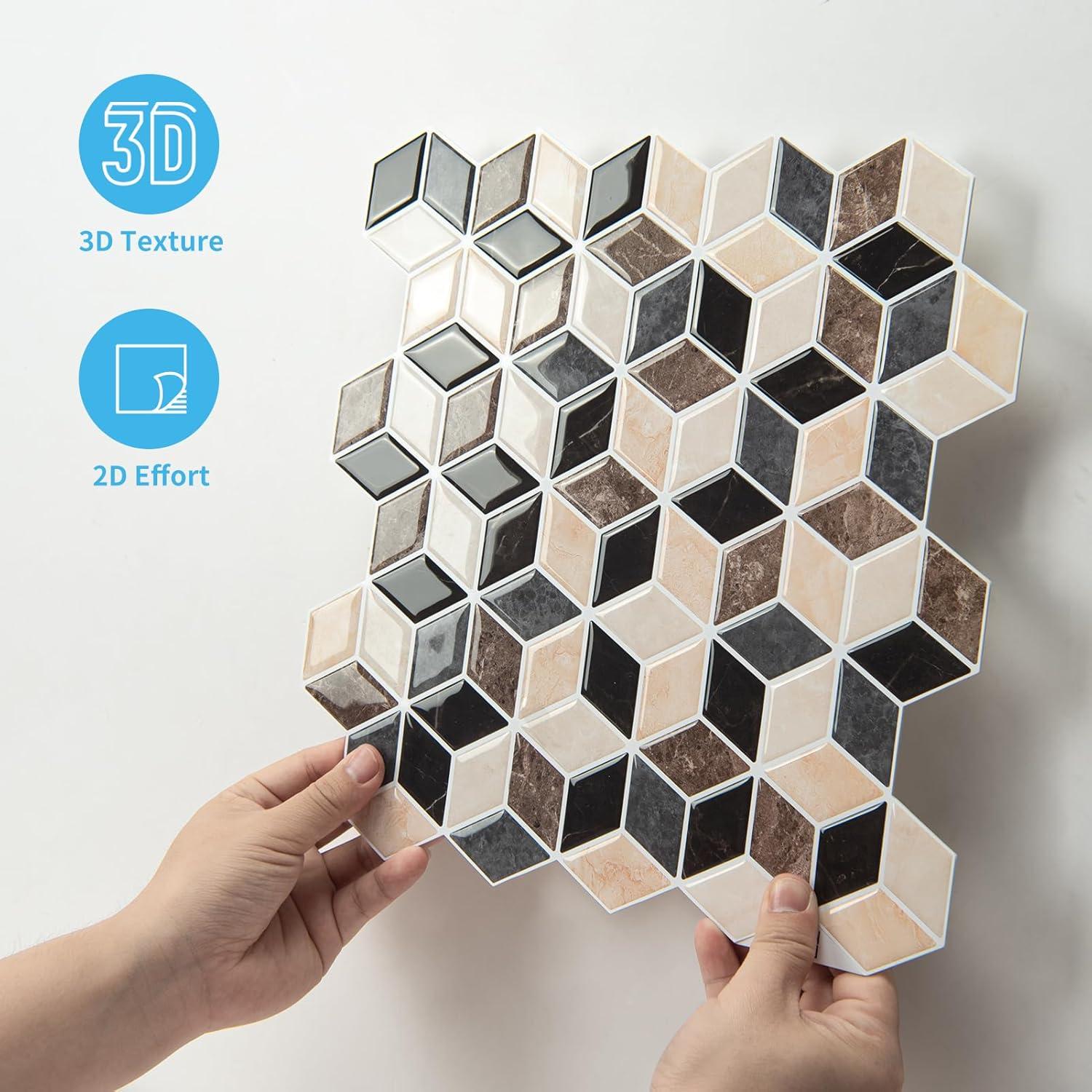 imageArt3d 10Sheet Peel and Stick Backsplash Tiles 12x12 Inch SelfAdhesive 3D Wall Tiles for Kitchen Bathroom Countertop  Thickened Waterproof Design Light BrownEspresso Brown