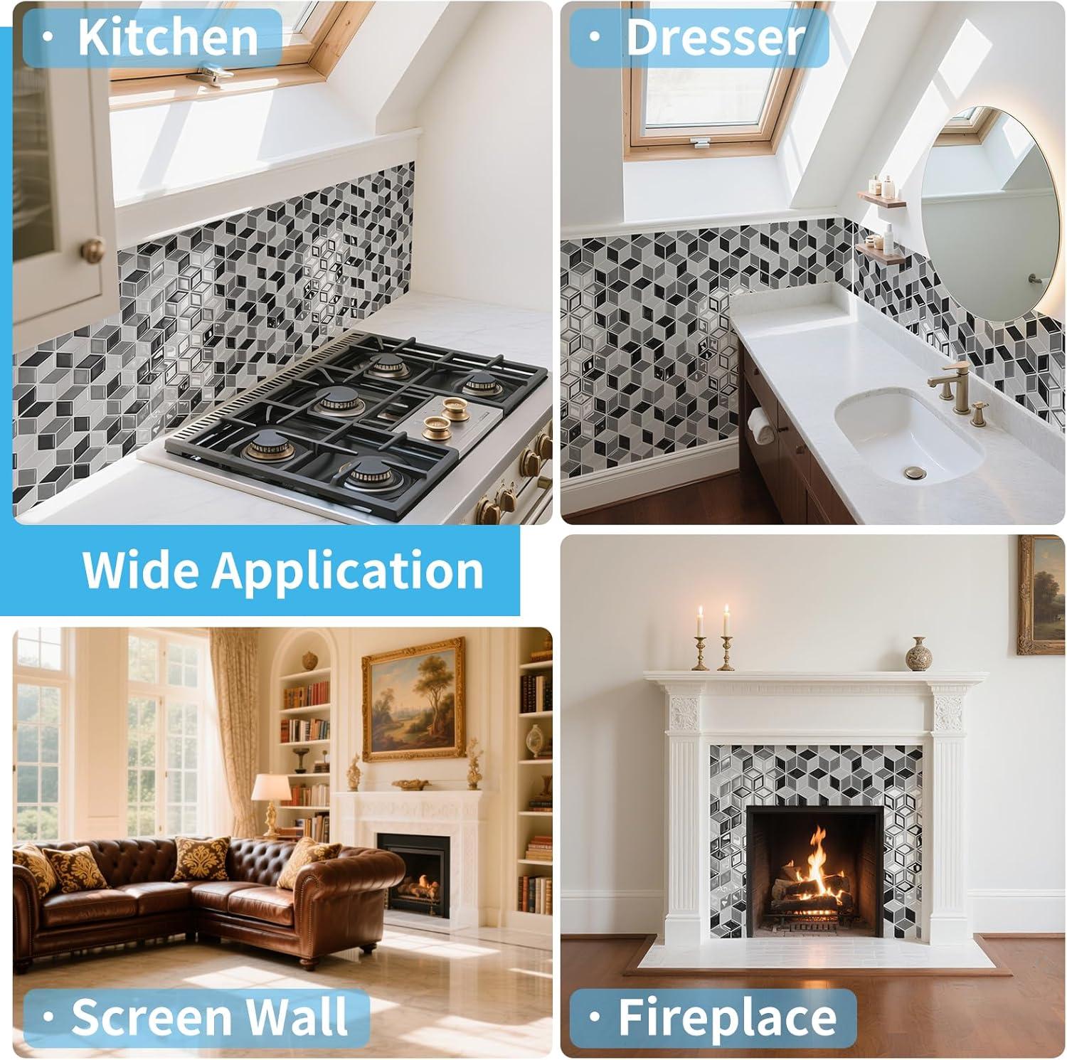 imageArt3d 10Sheet Peel and Stick Backsplash Tiles 12x12 Inch SelfAdhesive 3D Wall Tiles for Kitchen Bathroom Countertop  Thickened Waterproof Design Light BrownWhiteBlack