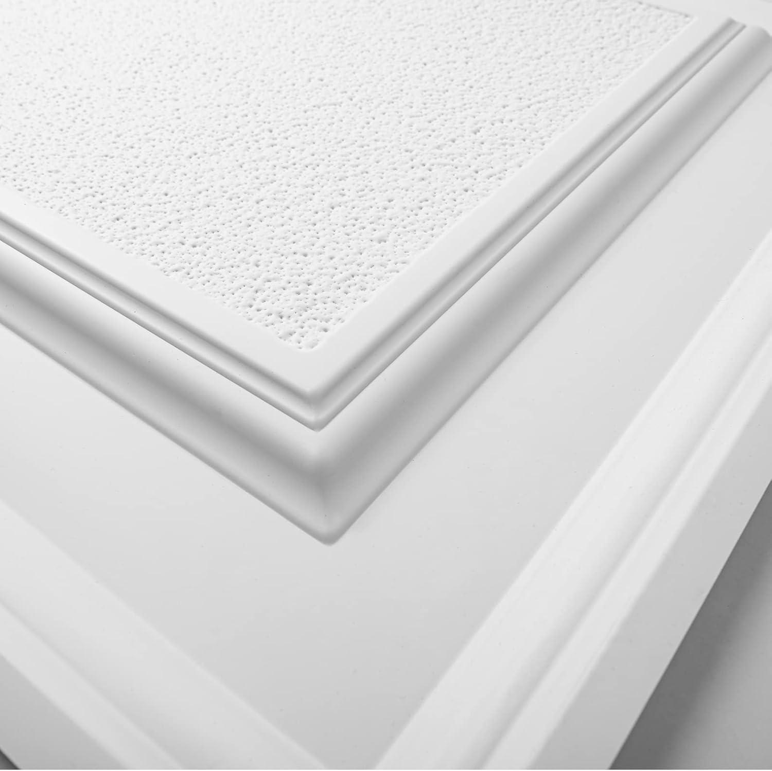 imageArt3d 12Pack Drop Ceiling Tiles 2x4 Ft PVC Decorative Ceiling Covering Panels for Basement Kitchen Bathroom 24x48 Inch Cover 96 Sq Ft Smooth WhiteMatt White