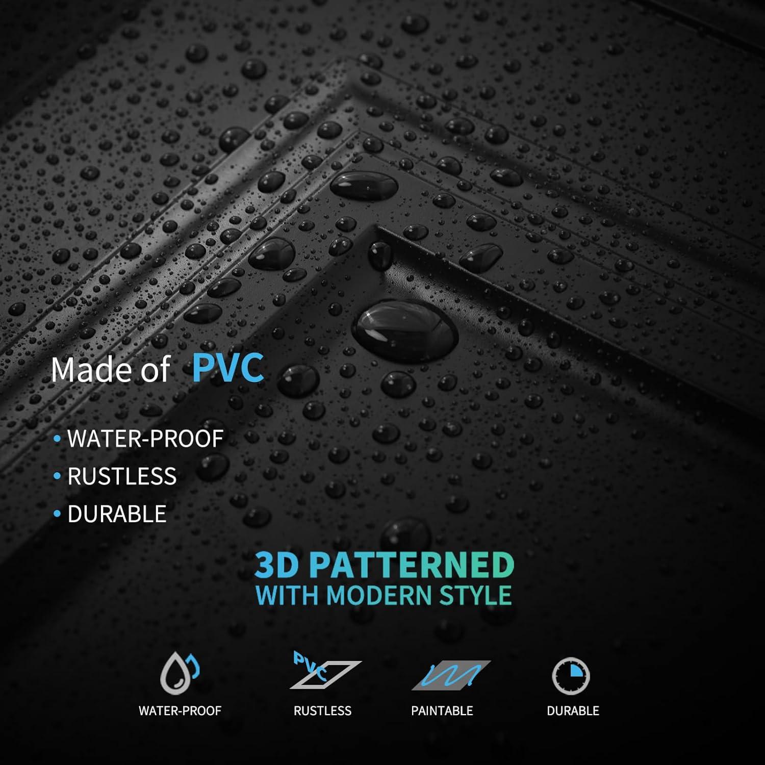 imageArt3d 12Pack Drop Ceiling Tiles 2x4 Ft PVC Decorative Ceiling Covering Panels for Basement Kitchen Bathroom 24x48 Inch Cover 96 Sq Ft Smooth WhiteSmooth Black