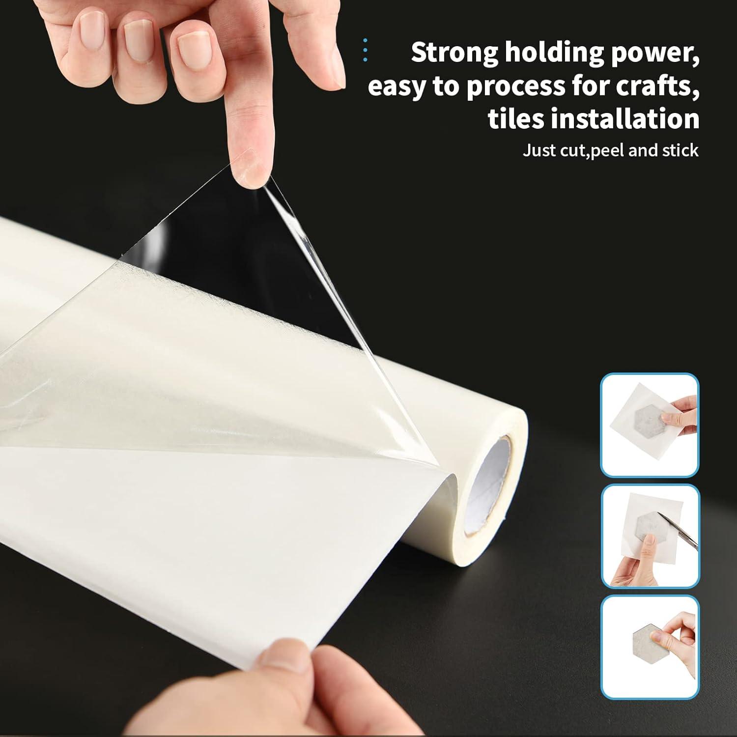 imageArt3d 12inX 360in DoubleSided Tape Sheet for Crafts Arts DIY Projects Reinforcing Sticky Adhesive for Peel and Stick Tiles DamageFree ResidueFree12in x 120in