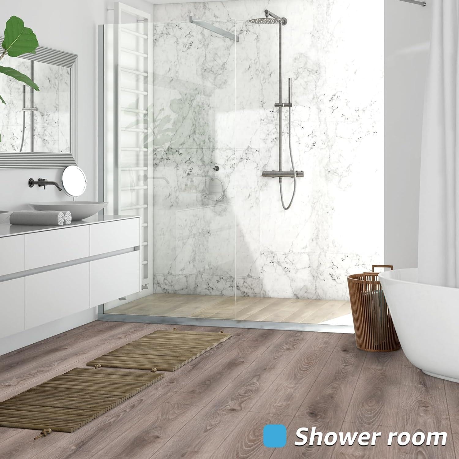 imageArt3d 15 Sqft Peel and Stick Floor Tiles 10Pcs Luxury Vinyl Plank Flooring Wood Look Adhesive and Waterproof Tile Sticker for Bedroom Living Room Kitchen TeakTeak