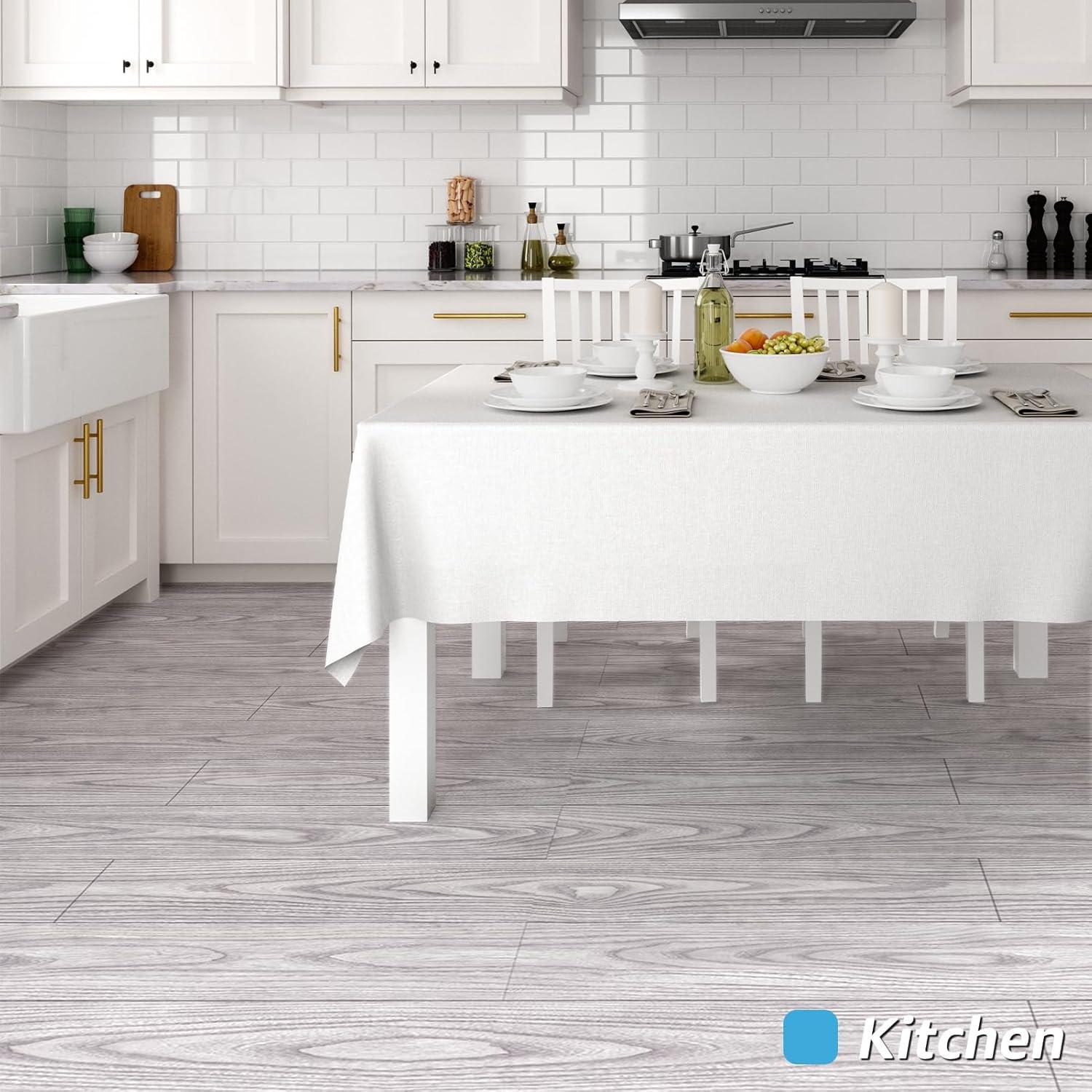 imageArt3d 15 Sqft Peel and Stick Floor Tiles 10Pcs Luxury Vinyl Plank Flooring Wood Look Adhesive and Waterproof Tile Sticker for Bedroom Living Room Kitchen TeakLight Gray