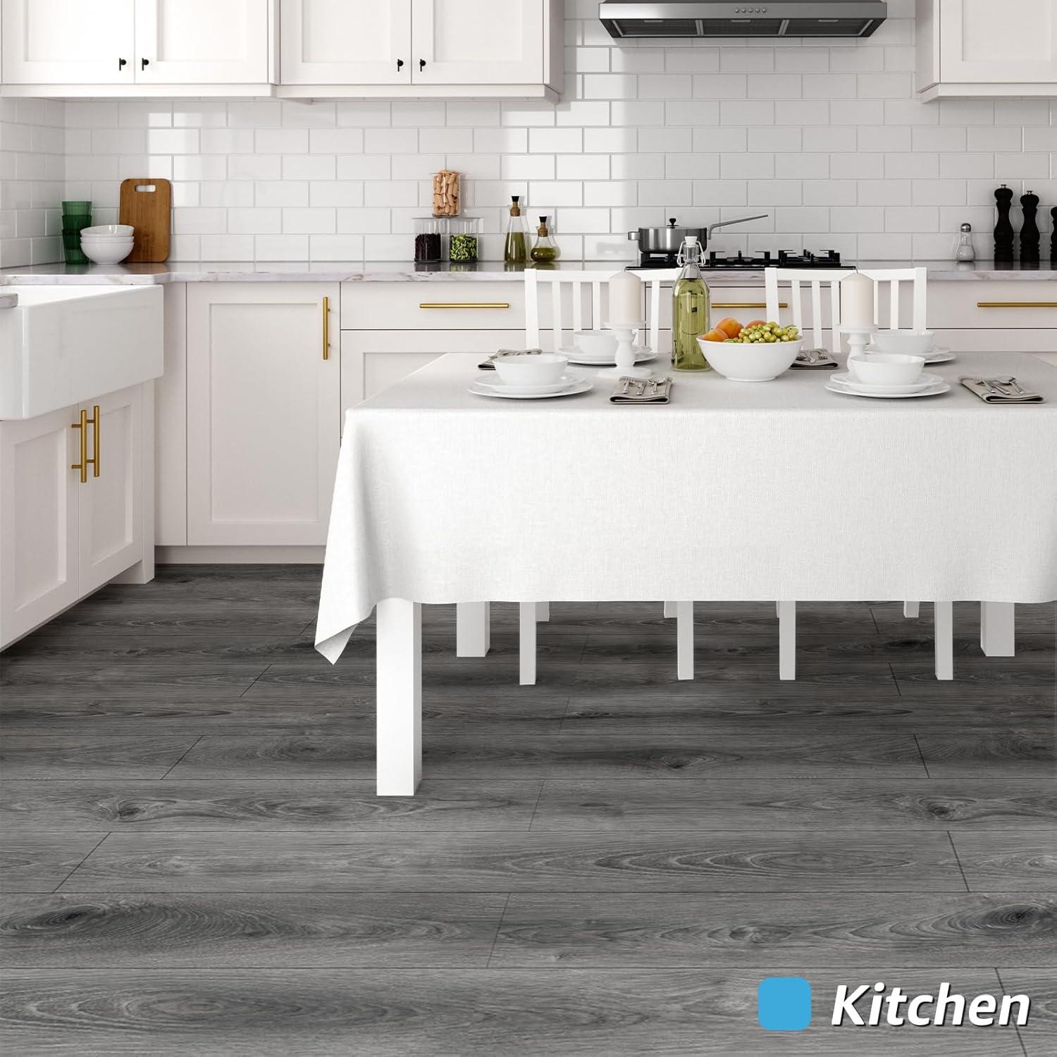 imageArt3d 15 Sqft Peel and Stick Floor Tiles 10Pcs Luxury Vinyl Plank Flooring Wood Look Adhesive and Waterproof Tile Sticker for Bedroom Living Room Kitchen TeakGray
