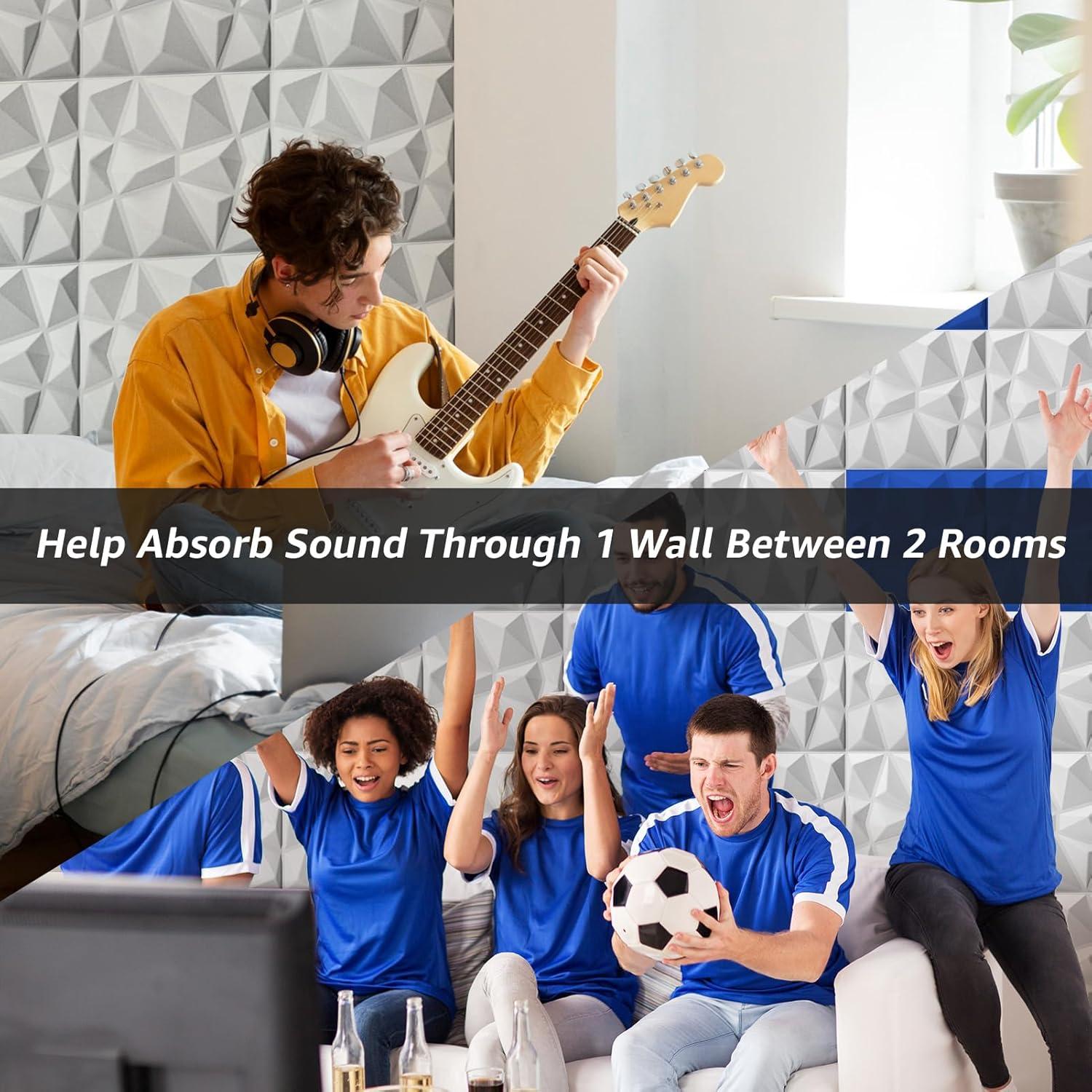 imageArt3d 20Pack Sound Proof Wall Panels Diamond Design 3D Textured Acoustic Wall Panels for Sound Absorbing Accent Wall Panels for Gaming Room Bedroom Living Room  118quotx118quot BlackWhite