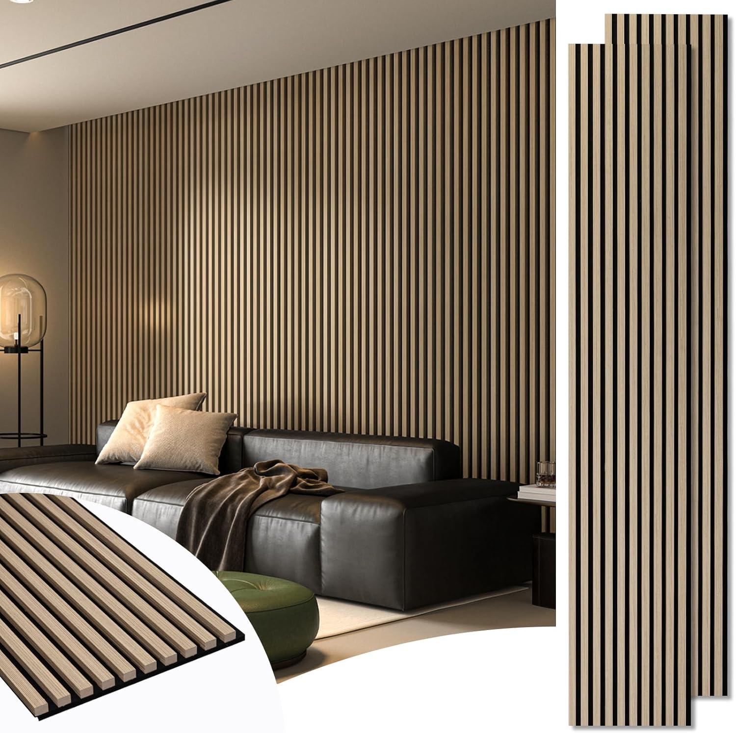 imageArt3d 2Pack 48quot x 24quot Acoustic Wood Panels for Wall Soundproof Wood Slat Panel for Wall and Ceiling 3D Fluted Sound Absorbing Paneling for Interior Wall Decor Living Room Bedroom  BlackwoodPeach