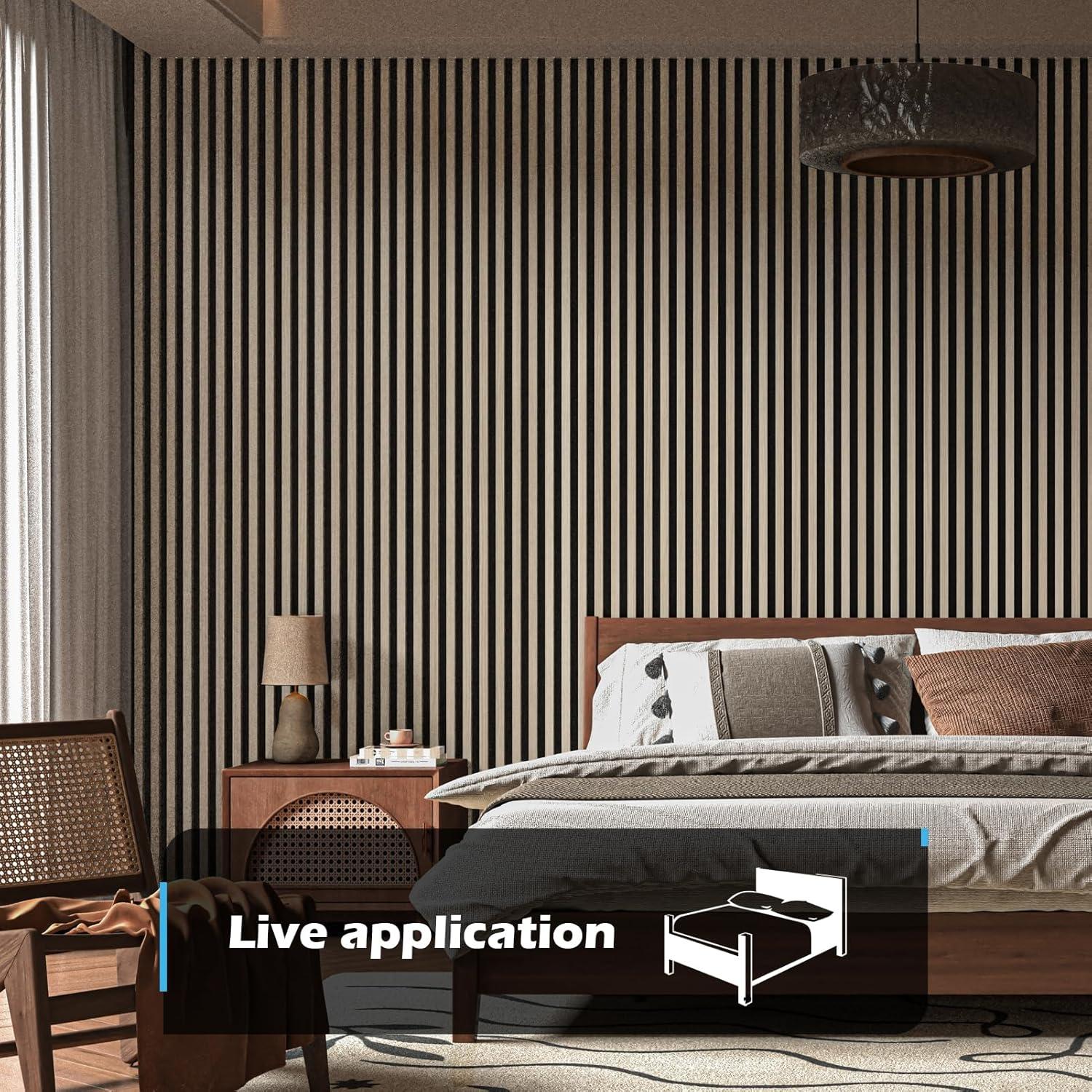 imageArt3d 2Pack 48quot x 24quot Acoustic Wood Panels for Wall Soundproof Wood Slat Panel for Wall and Ceiling 3D Fluted Sound Absorbing Paneling for Interior Wall Decor Living Room Bedroom  BlackwoodOak