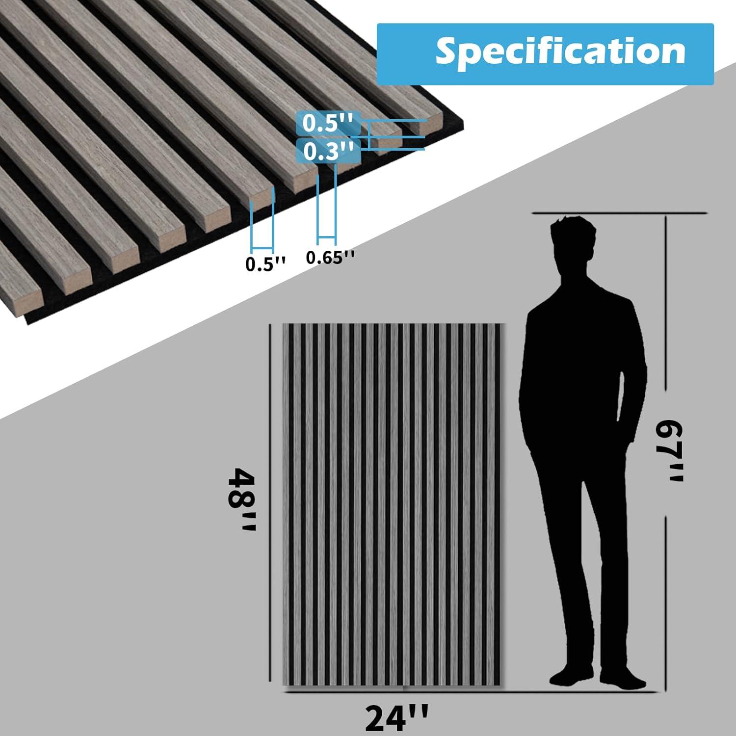 imageArt3d 2Pack 48quot x 24quot Acoustic Wood Panels for Wall Soundproof Wood Slat Panel for Wall and Ceiling 3D Fluted Sound Absorbing Paneling for Interior Wall Decor Living Room Bedroom  BlackwoodSmoky Oak