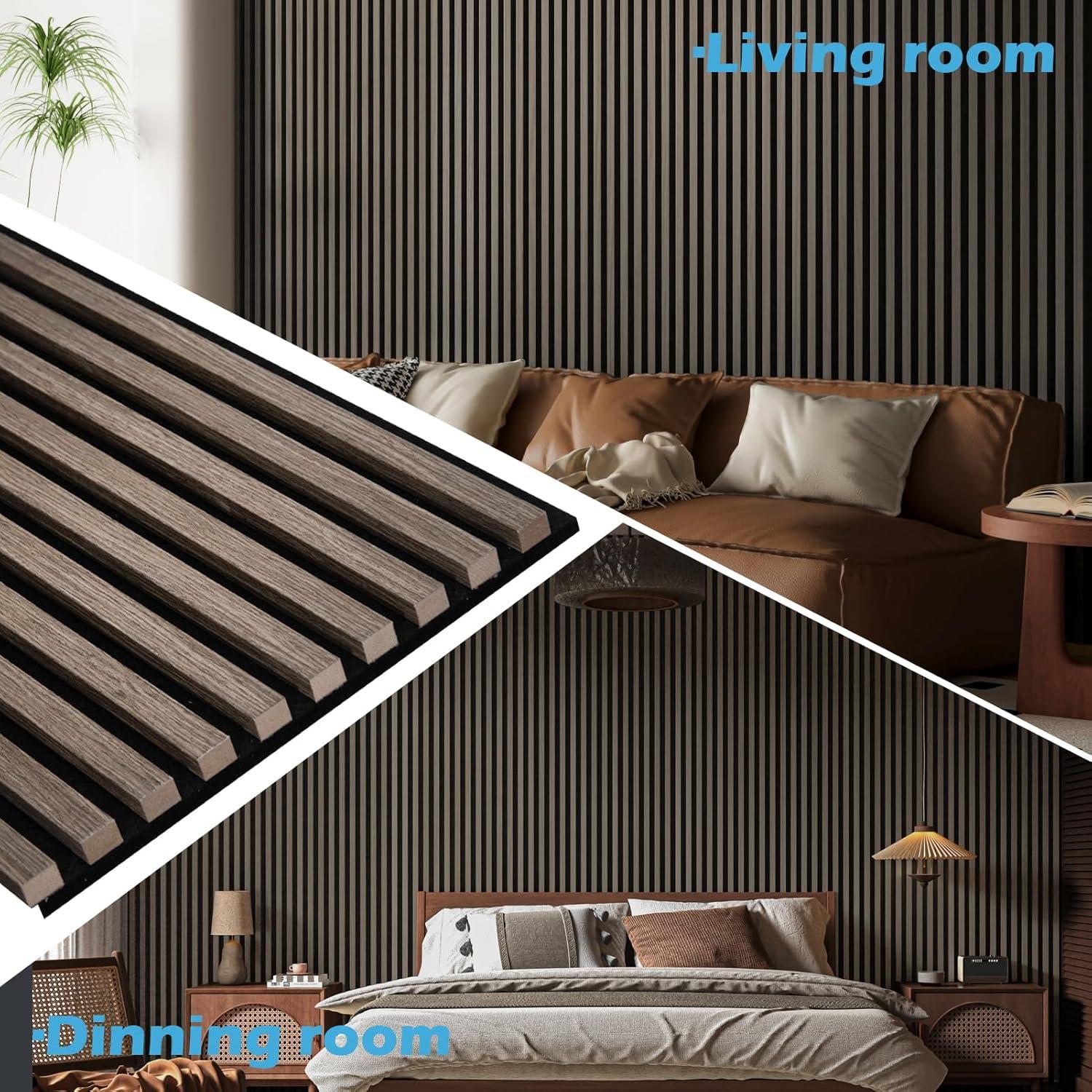 imageArt3d 2Pack 48quot x 24quot Acoustic Wood Panels for Wall Soundproof Wood Slat Panel for Wall and Ceiling 3D Fluted Sound Absorbing Paneling for Interior Wall Decor Living Room Bedroom  BlackwoodAmerican Walnut