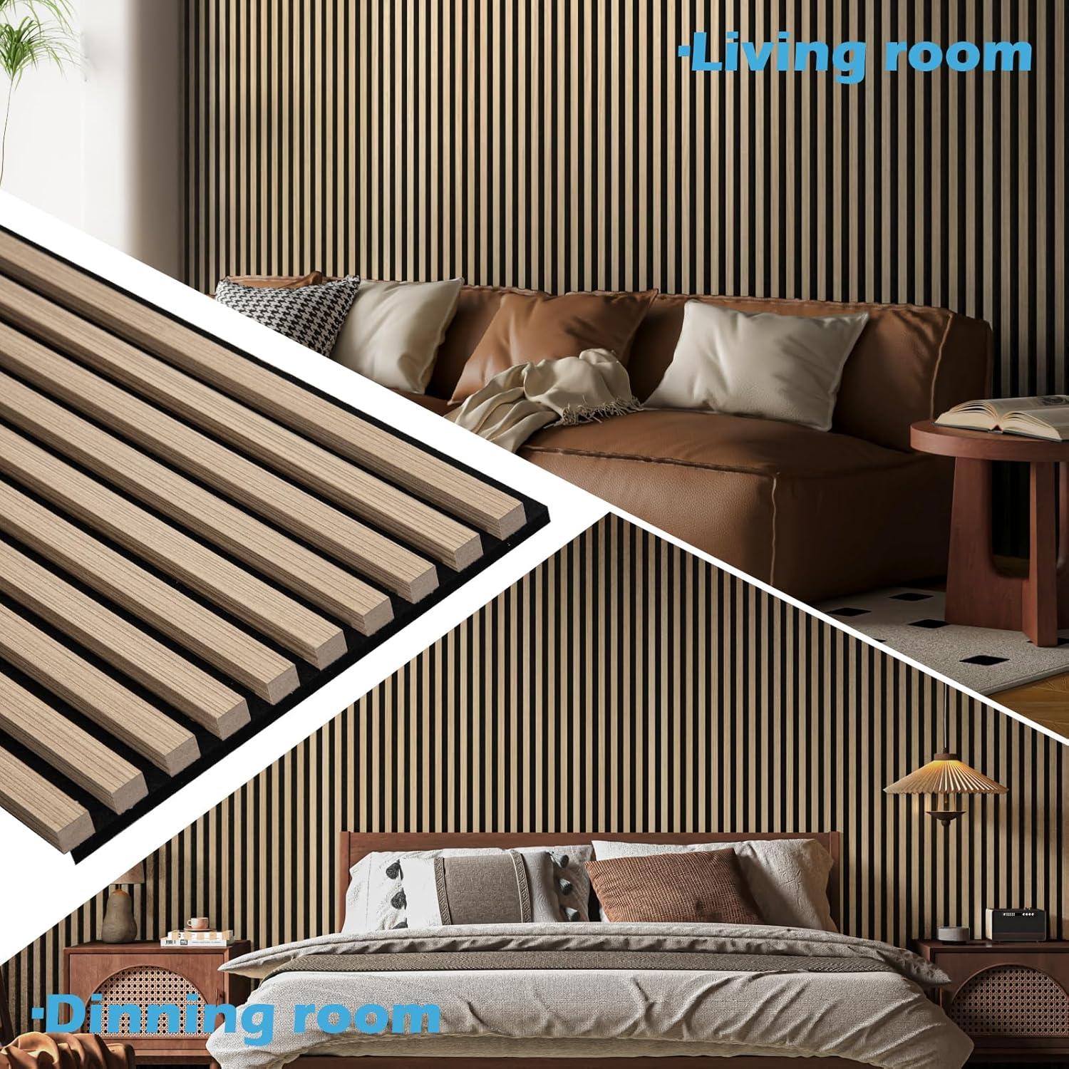 imageArt3d 2Pack 48quot x 24quot Acoustic Wood Panels for Wall Soundproof Wood Slat Panel for Wall and Ceiling 3D Fluted Sound Absorbing Paneling for Interior Wall Decor Living Room Bedroom  BlackwoodPeach