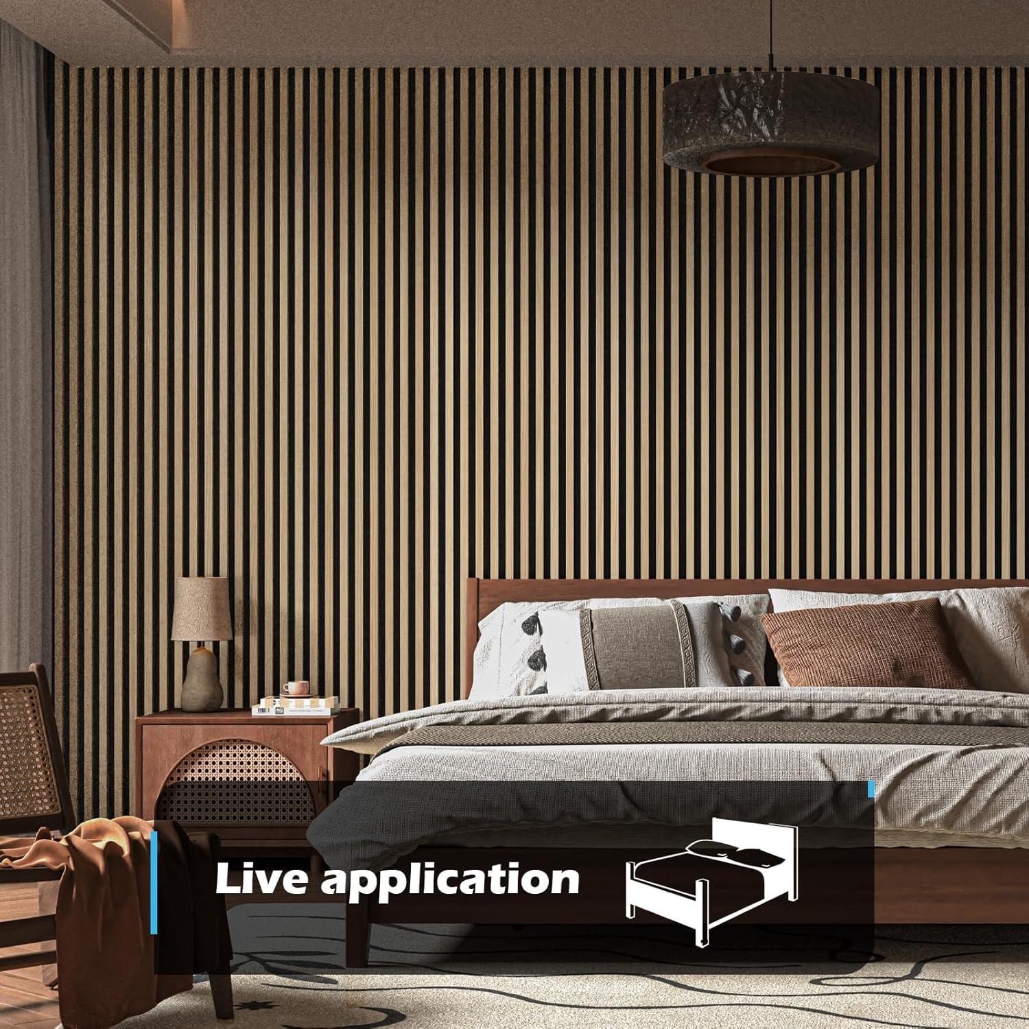 imageArt3d 2Pack 48quot x 24quot Acoustic Wood Panels for Wall Soundproof Wood Slat Panel for Wall and Ceiling 3D Fluted Sound Absorbing Paneling for Interior Wall Decor Living Room Bedroom  BlackwoodPeach