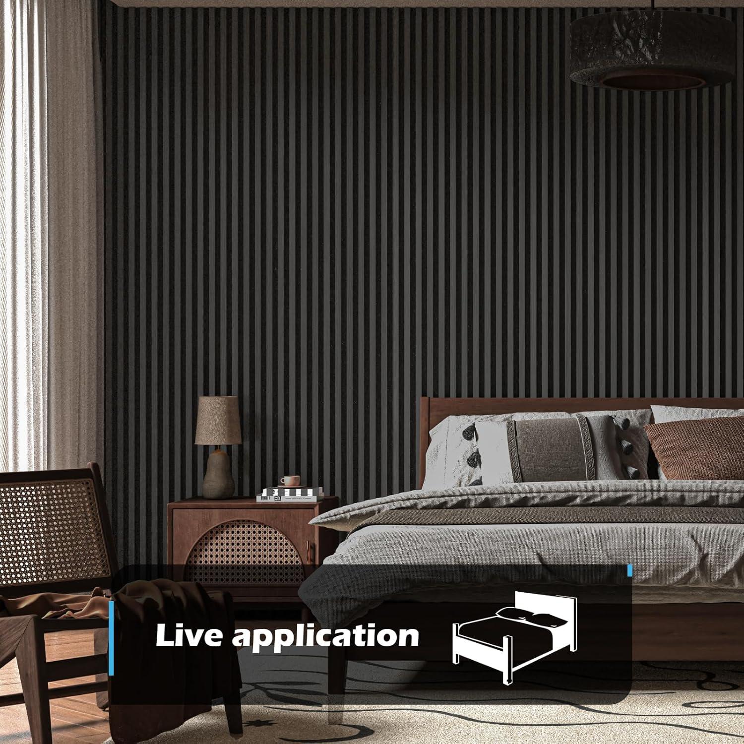 imageArt3d 2Pack 48quot x 24quot Acoustic Wood Panels for Wall Soundproof Wood Slat Panel for Wall and Ceiling 3D Fluted Sound Absorbing Paneling for Interior Wall Decor Living Room Bedroom  BlackwoodBlackwood