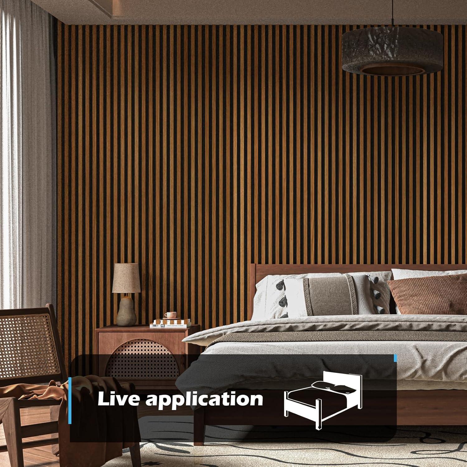 imageArt3d 2Pack 48quot x 24quot Acoustic Wood Panels for Wall Soundproof Wood Slat Panel for Wall and Ceiling 3D Fluted Sound Absorbing Paneling for Interior Wall Decor Living Room Bedroom  BlackwoodTeak