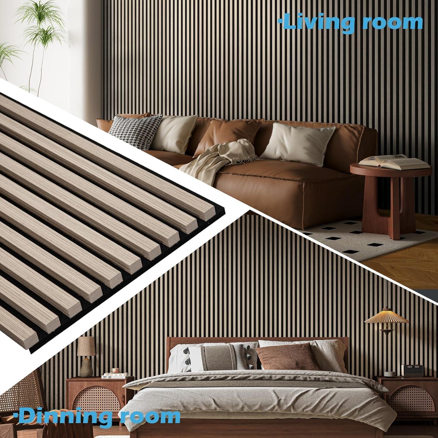 imageArt3d 2Pack 48quot x 24quot Acoustic Wood Panels for Wall Soundproof Wood Slat Panel for Wall and Ceiling 3D Fluted Sound Absorbing Paneling for Interior Wall Decor Living Room Bedroom  BlackwoodOak