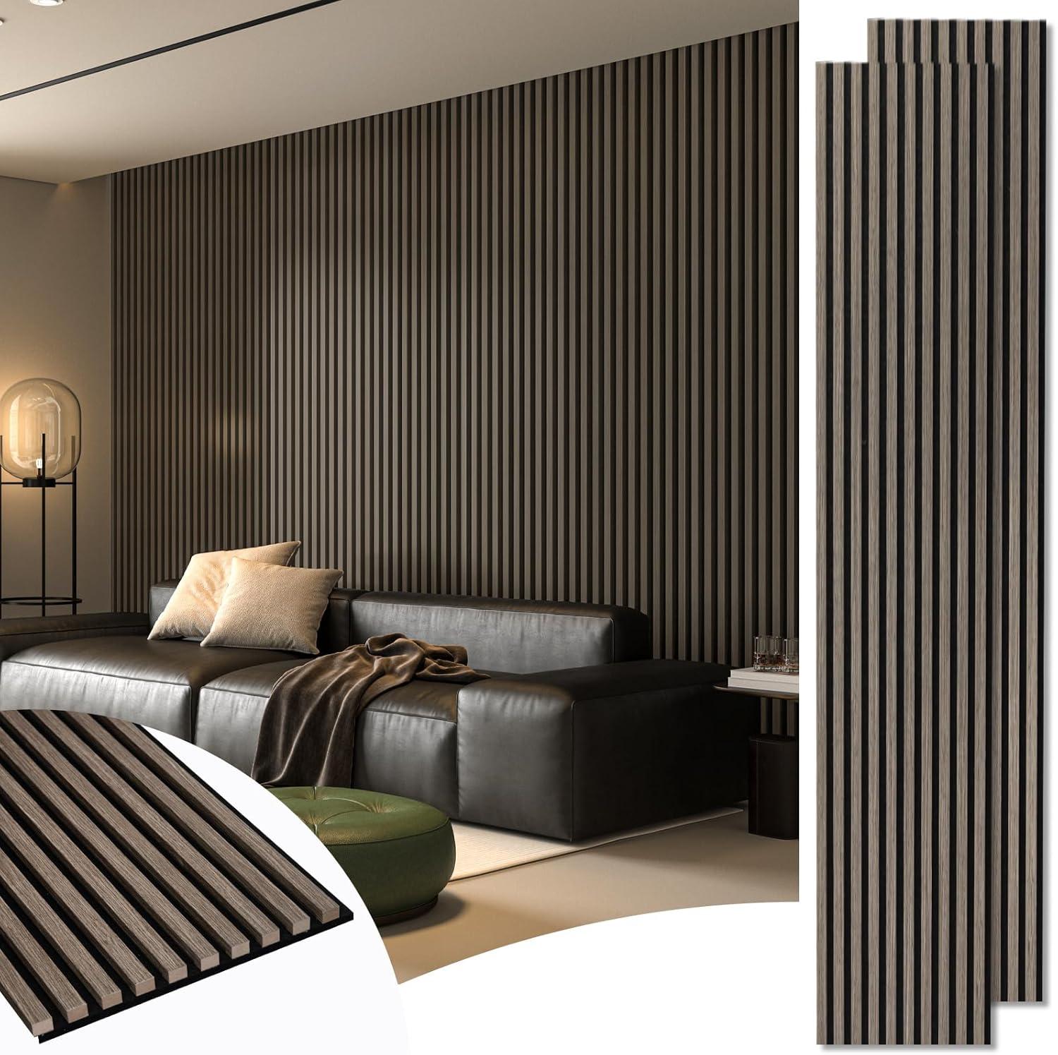 imageArt3d 2Pack 48quot x 24quot Acoustic Wood Panels for Wall Soundproof Wood Slat Panel for Wall and Ceiling 3D Fluted Sound Absorbing Paneling for Interior Wall Decor Living Room Bedroom  BlackwoodAmerican Walnut
