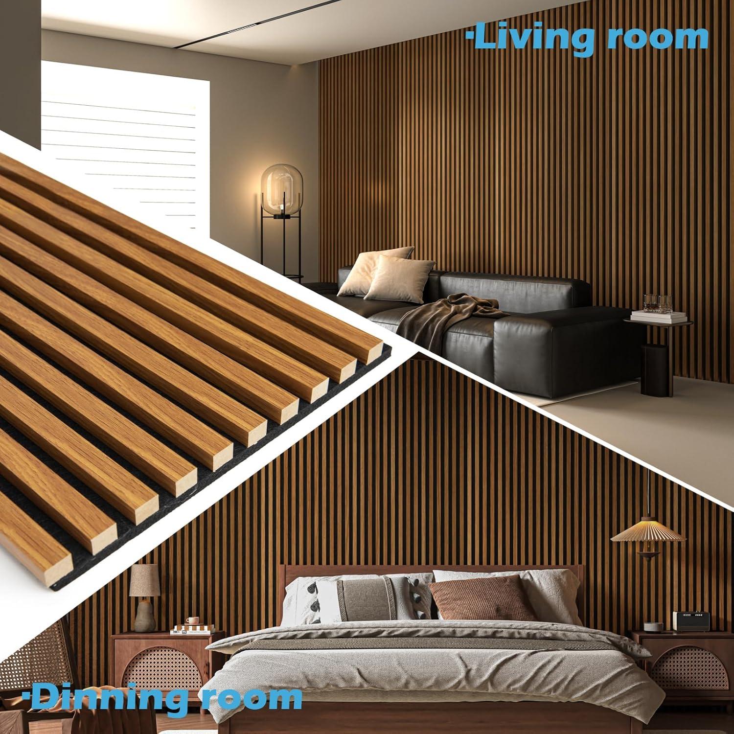 imageArt3d 2Pack 48quot x 24quot Acoustic Wood Panels for Wall Soundproof Wood Slat Panel for Wall and Ceiling 3D Fluted Sound Absorbing Paneling for Interior Wall Decor Living Room Bedroom  BlackwoodTeak