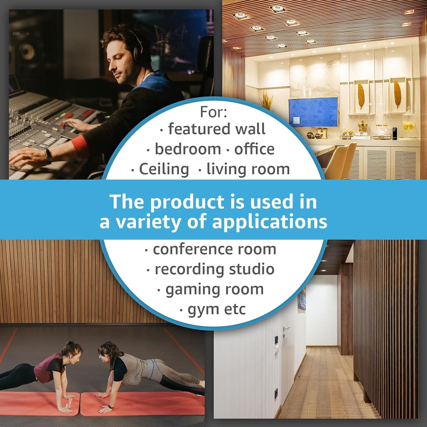 imageArt3d 2Pack 48quot x 24quot Acoustic Wood Panels for Wall Soundproof Wood Slat Panel for Wall and Ceiling 3D Fluted Sound Absorbing Paneling for Interior Wall Decor Living Room Bedroom  BlackwoodAmerican Walnut