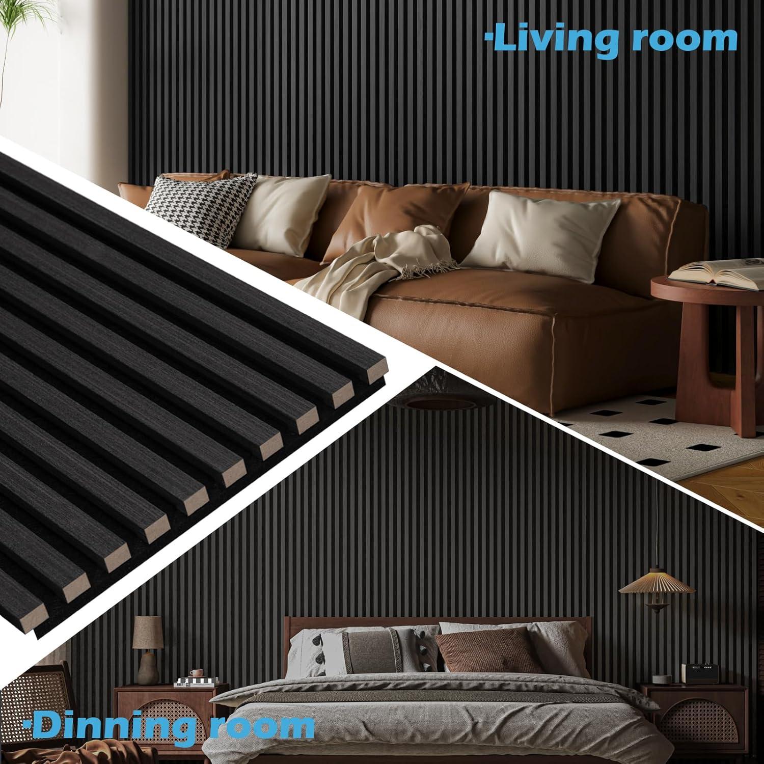 imageArt3d 2Pack 48quot x 24quot Acoustic Wood Panels for Wall Soundproof Wood Slat Panel for Wall and Ceiling 3D Fluted Sound Absorbing Paneling for Interior Wall Decor Living Room Bedroom  BlackwoodBlackwood