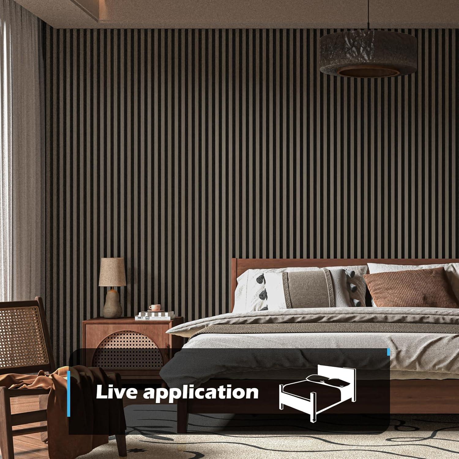 imageArt3d 2Pack 48quot x 24quot Acoustic Wood Panels for Wall Soundproof Wood Slat Panel for Wall and Ceiling 3D Fluted Sound Absorbing Paneling for Interior Wall Decor Living Room Bedroom  BlackwoodAmerican Walnut