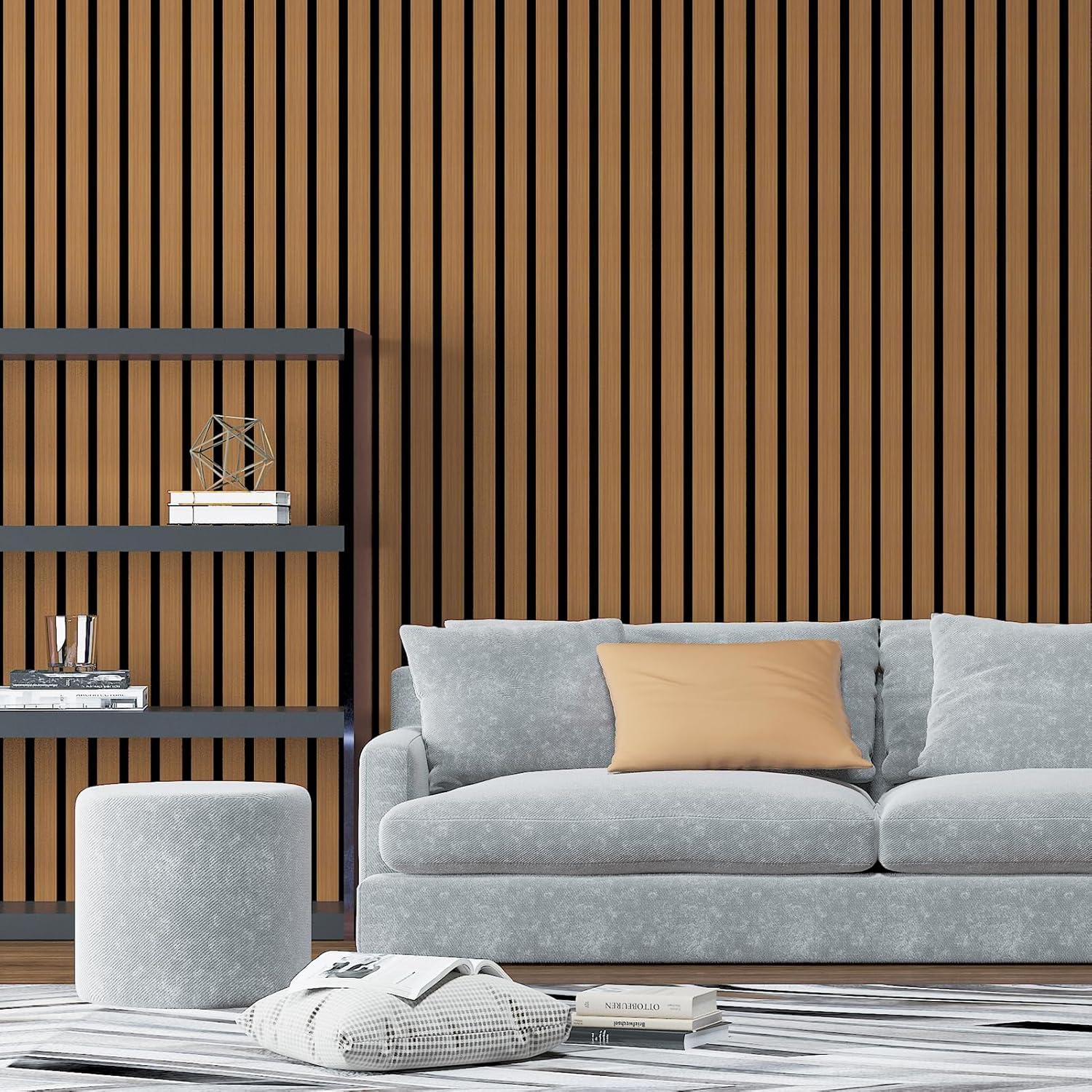 imageArt3d 4Pack GlueOn Herringbone Wainscoting Panel for Interior Wall Decor  104 x 12 Inch Polystyrene Ultralight Slim Slat Wall Panels for Living Room Bedroom MahoganyRosewood