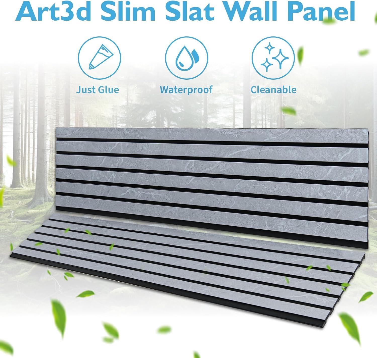imageArt3d 4Pack GlueOn Herringbone Wainscoting Panel for Interior Wall Decor  104 x 12 Inch Polystyrene Ultralight Slim Slat Wall Panels for Living Room Bedroom MahoganySlate
